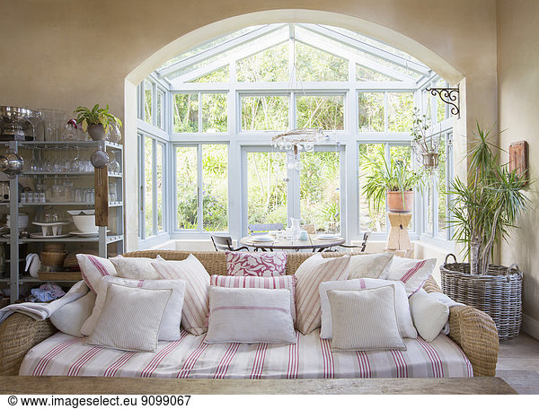 Shabby chic living room and sunroom