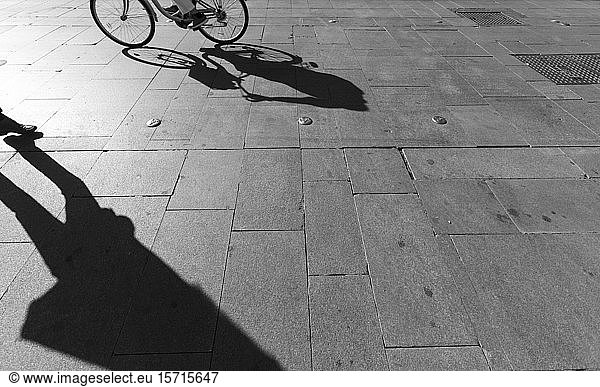 Shadows on a pavement  Seville  Spain