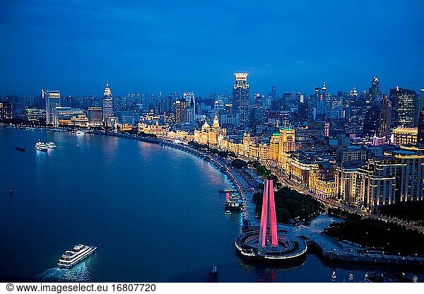 Shanghai urban construction scenery at night