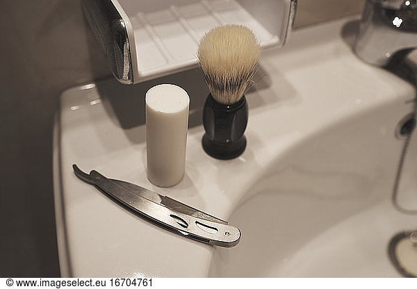 Shaving tools  brush  foam bar and razor