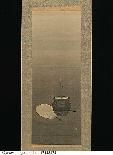 Shiokawa Bunrin 1808–1877. Hanging scroll  ca. 1615–1868. Edo period (1615–1868).
Hanging scroll; ink  color and gold on silk  94.4 × 34.8 cm.
Inv. Nr. 2015.300.208
New York  Metropolitan Museum of Art.