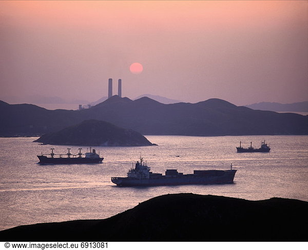 Ships in Lamma Channel  South China Sea  Hong Kong
