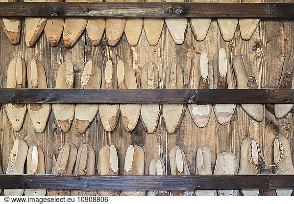 Shoe lasts in cobbler's workshop