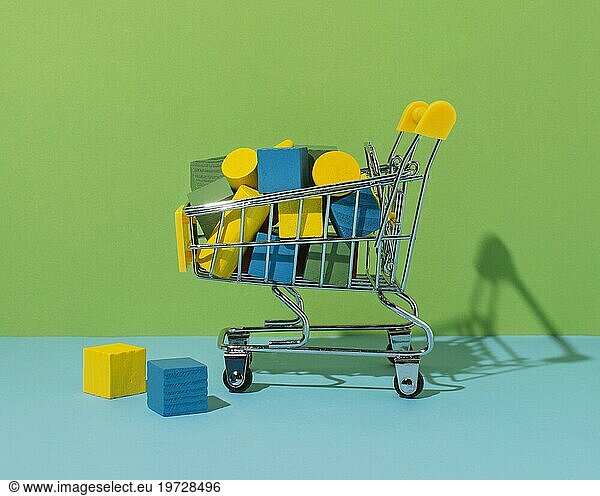 Shopping cart with cube cylinder