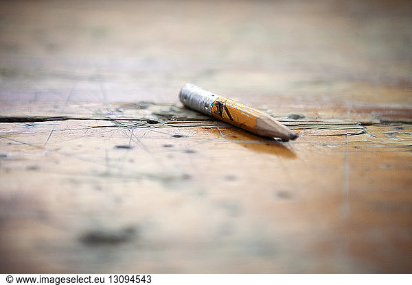 Short pencil lying on desk