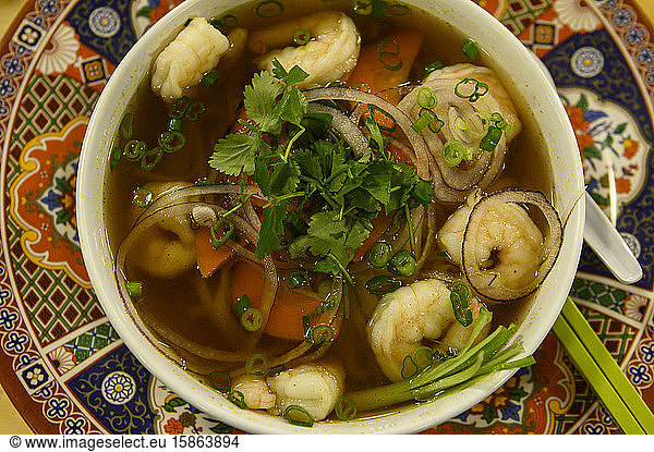 shrimp and vegetable pho soup