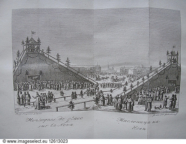 Shrove-tide Fete on the Neva in St. Petersburg  Early 19th cen.. Artist: Galaktionov  Stepan Philippovich (1779-1854)