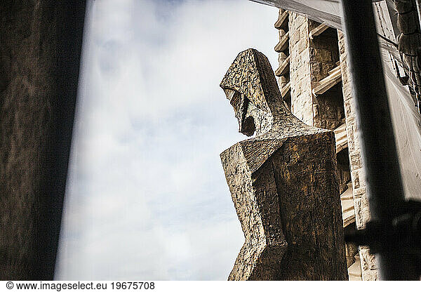 Side view of a Gaudi statue