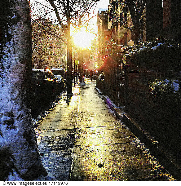 Sidewalk Scene in Winter  New York City  New York  USA