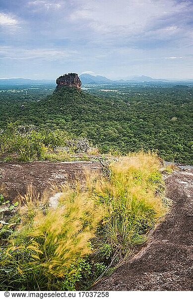 Sigiriya-Felslandschaft vom Pidurangala-Felsen aus gesehen  UNESCO-Weltkulturerbe  Sri Lanka  Asien