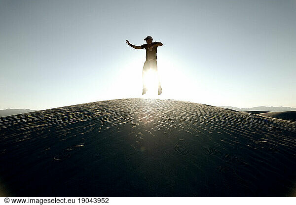 Silhouette in White Sands National Park  New Mexico