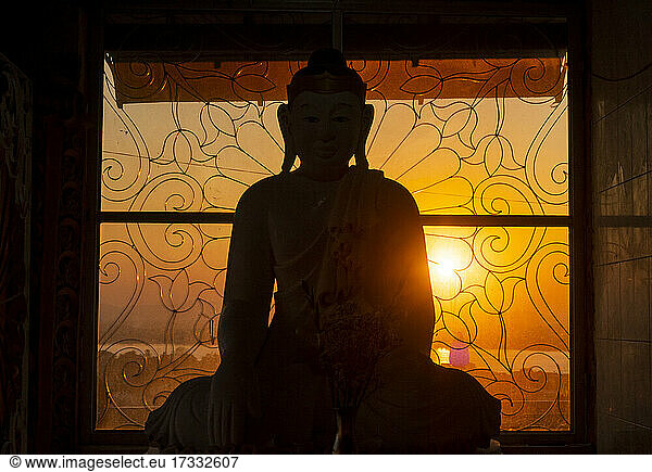 Silhouette of Buddha statue  Mawlamyine