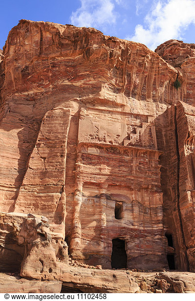 Silk Tomb  Royal Tombs  Petra  UNESCO World Heritage Site  Jordan  Middle East