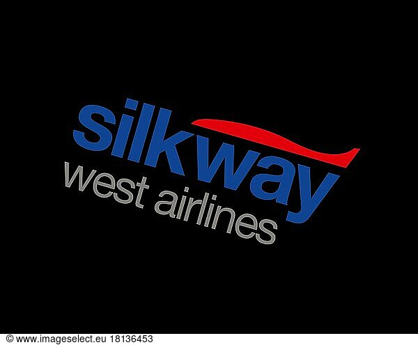 Silk Way West Airline  gedrehtes Logo  Schwarzer Hintergrund B