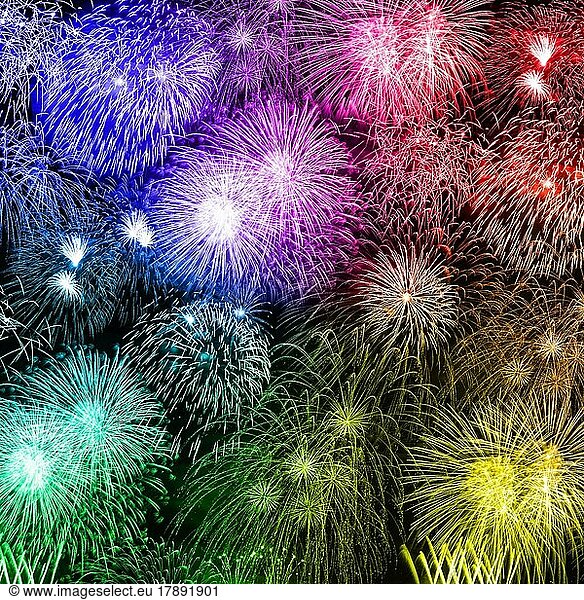 Silvester Feuerwerk Sylvester Neujahr Hintergrund Quadrat bunt Neues Jahr Neuen Neu Hintergründe in Stuttgart  Deutschland  Europa