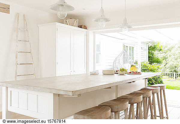 Simple white and wood home showcase kitchen