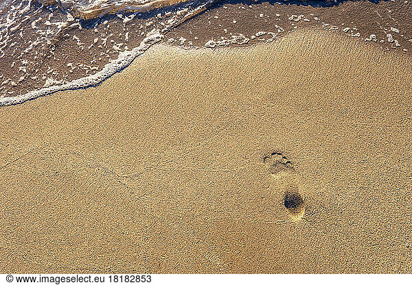 Single footprint on beach sand