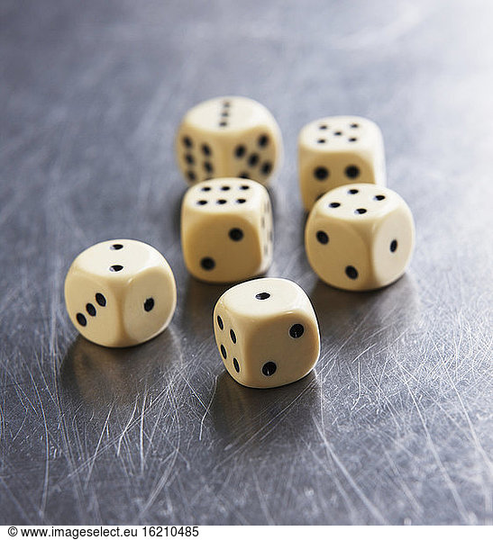 Six dice  close-up