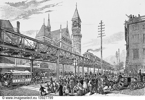 Sixth Avenue El Train  1878