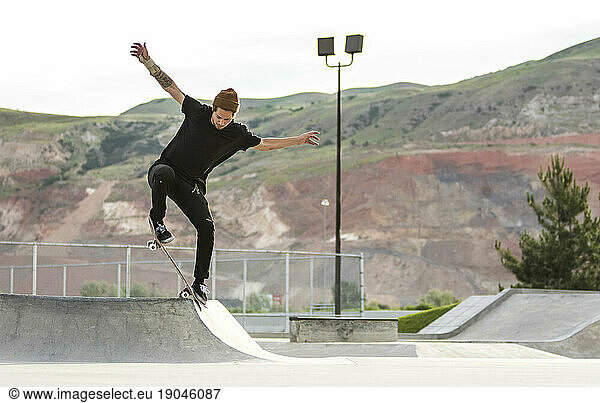 Skateboarding at Rosewood Skatepark in Salt Lake City