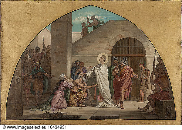 Sketch for the Church Saint Gervais: Saint Laurentius Heals the Blind in his Prison