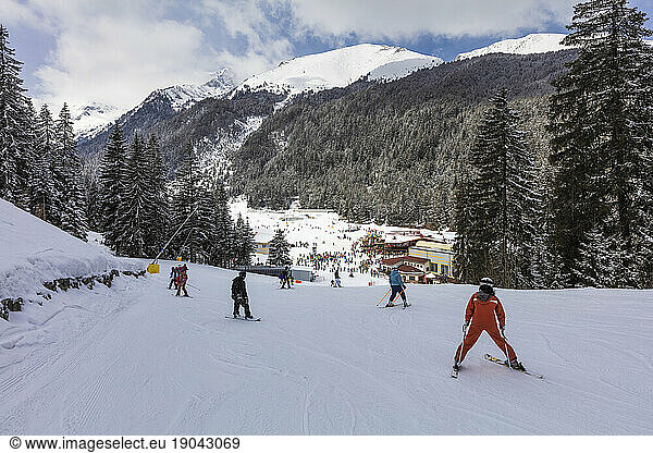 Ski area of Bansko resort in Pirin Mountains