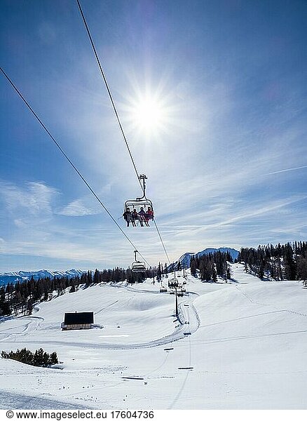 Ski area  quad chairlift  Tauplitzalm  Styria  Austria  Europe