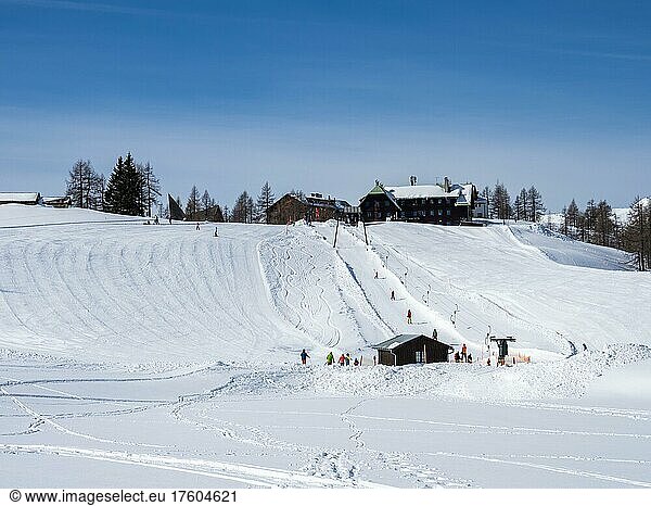 Ski lift and ski slope at the Naturfreundehaus  Tauplitzalm  Styria  Austria  Europe