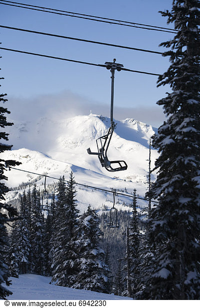 Ski Lift at Whistler Blackcomb Mountain  British Columbia  Canada
