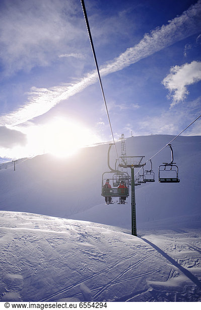 Ski lift on ski slope