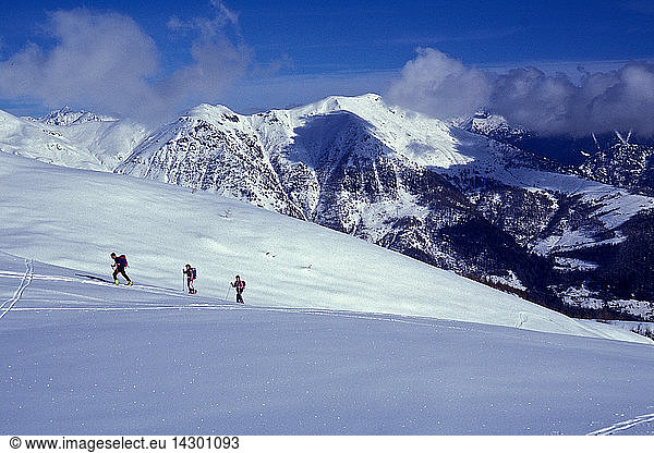 ski mountaineering tour in Lagorai mountain at Cola mountain  Valsugana  Trentino  Italy  Europe