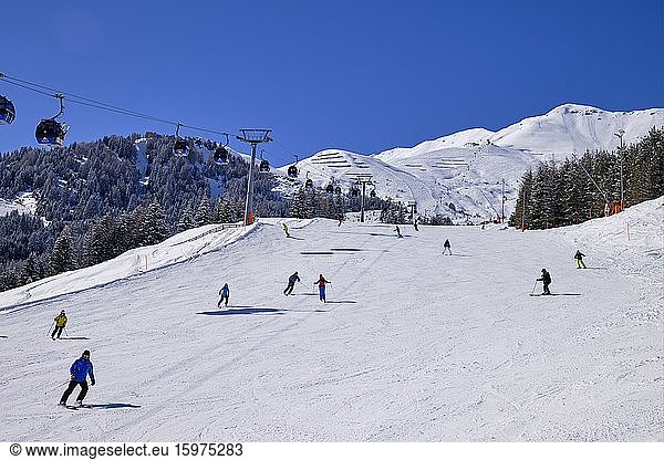 Ski slope Möseralm  ski area Serfaus Fiss Ladis  Tyrol  Austria  Europe