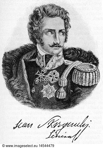 Skrzynecki Jan Zygmunt 18.2. 1786 - 12.1.1860 poln. General und Revolutionär Portrait Lithographie nach Zeichnung von Wischniewski 1831