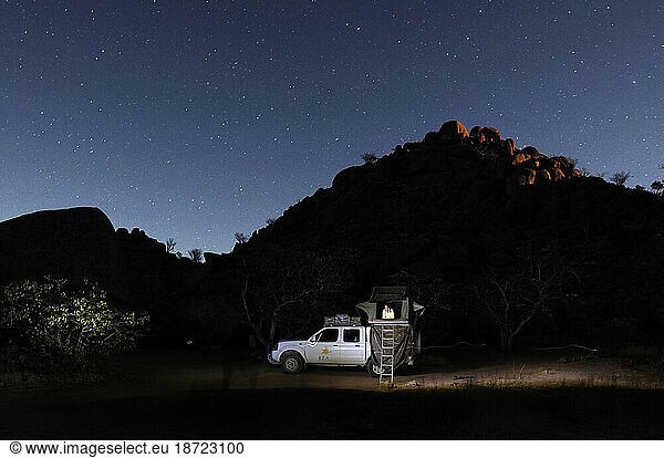 Sky with stars at Mowani Mountain Lodge  Damaraland  Kunene Region  Namibia