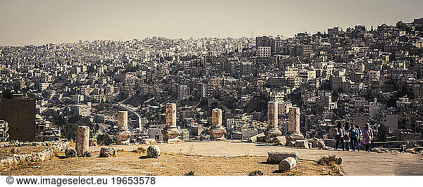 Skyline and Citadel in Amman  Jordan