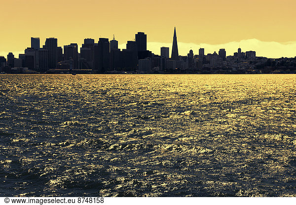 Skyline and San Francisco Bay at Sunset  San Francisco  California  USA
