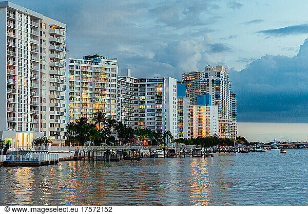 skyline buildings marina Miami Beach