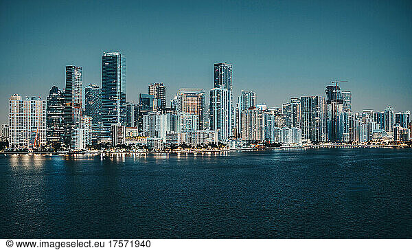 skyline Miami Florida panorama color blue