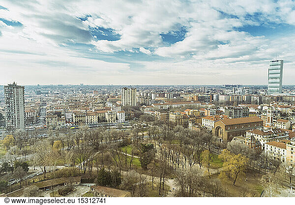 Skyline of Milan from above  Milan  Italy