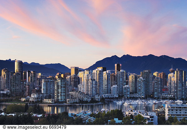 Skyline Skylines Innenstadt Abenddämmerung Vancouver