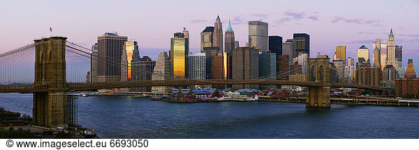 Skyline  Skylines  Morgendämmerung  Brücke  Brooklyn  Manhattan