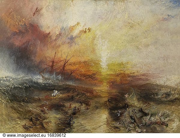 Slave Ship  Slavers Throwing Overboard the Dead and Dying  Typhoon Coming On  JMW Turner  1840 .