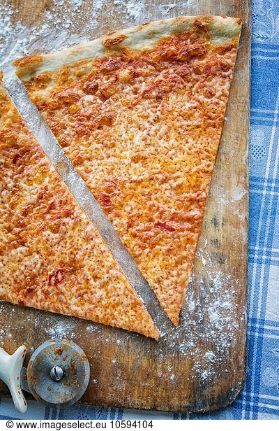 Slice of pizza  overhead view