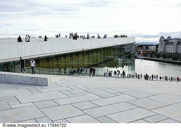 Sloping marble staircase to the roof of the Oslo Opera House  Operahuset Oslo  Oslo  Norway  Europe
