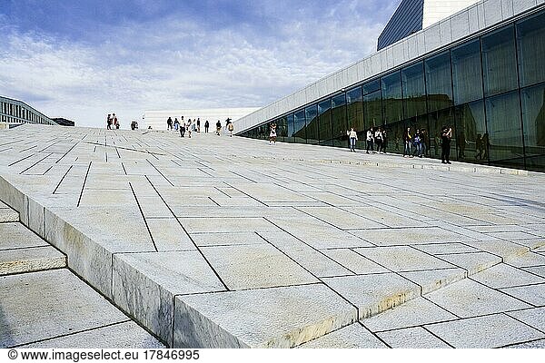 Sloping marble staircase to the roof of the Oslo Opera House  Operahuset Oslo  Oslo  Norway  Europe