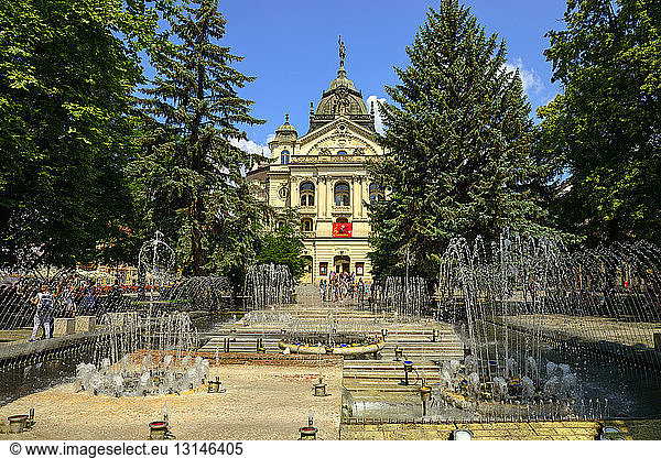Slovakia  Kosice  town hall and fountains