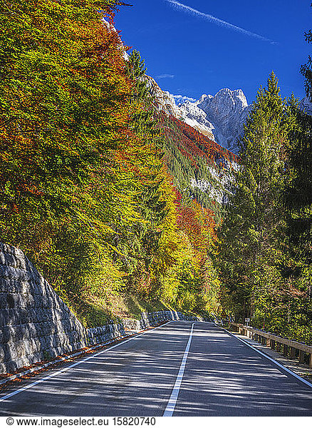 Slovenia  Empty highway in Triglav National Park