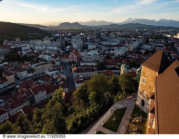 Slovenia Ljubljana View from Castle Fortress.