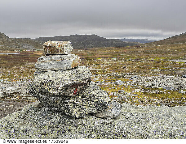 Small cairn at Hardangervidda plateau