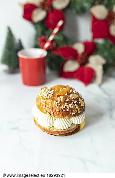Small epiphany cake on table